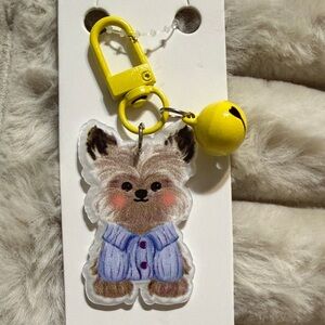 Yorkshire Terrier Keychain with Yellow Clip and Bell